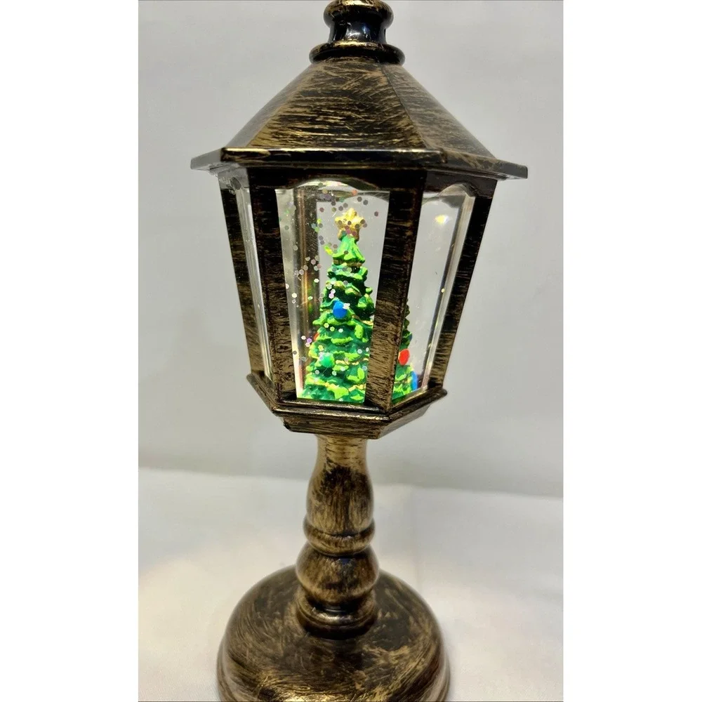 Lighted Christmas Tree Snow Glow Lantern -Battery Or usb Powered With Glitter